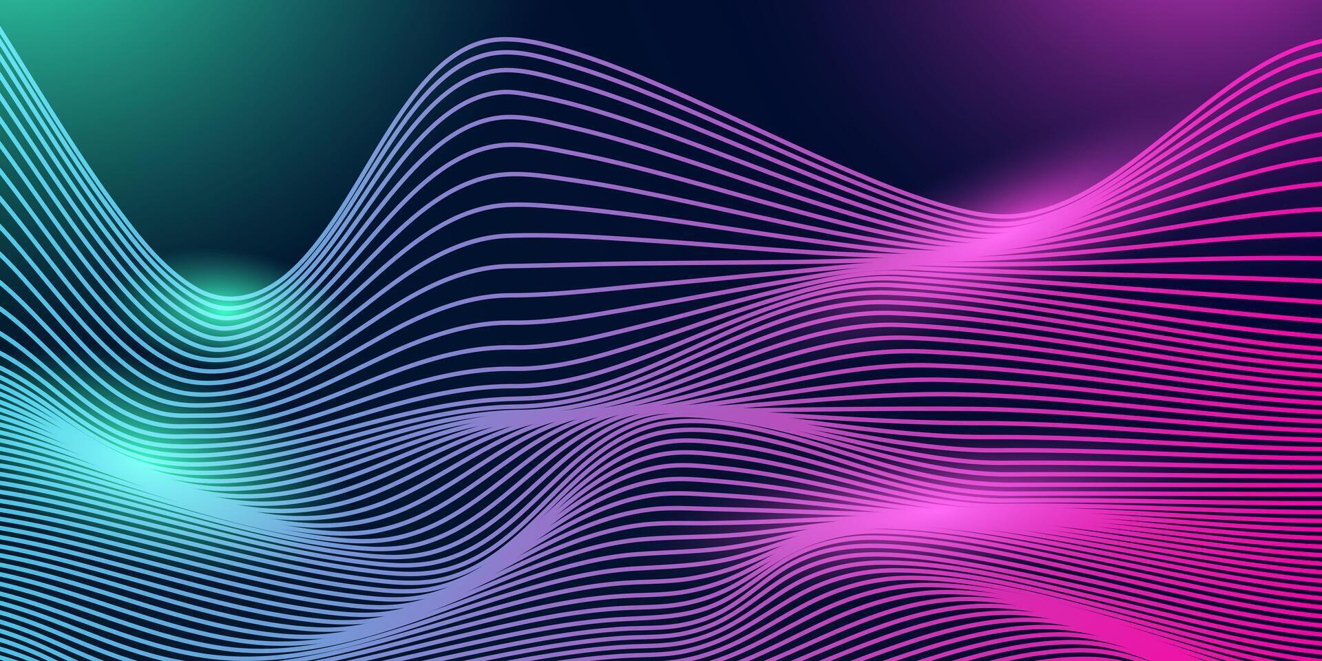 Abstract dynamic line wave on dark blue background. vector
