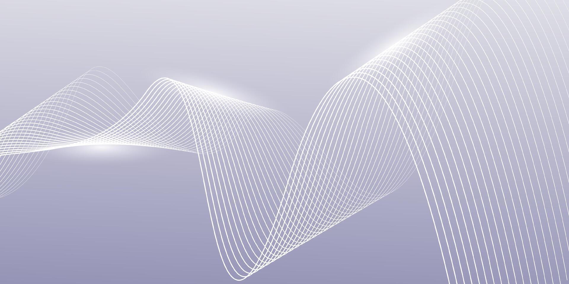 Abstract gray background with white shining curve wave line vector