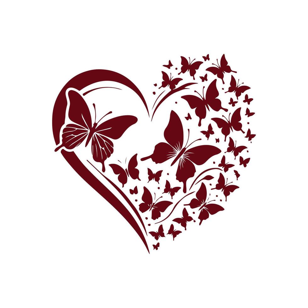 Love shape in butterflies vector