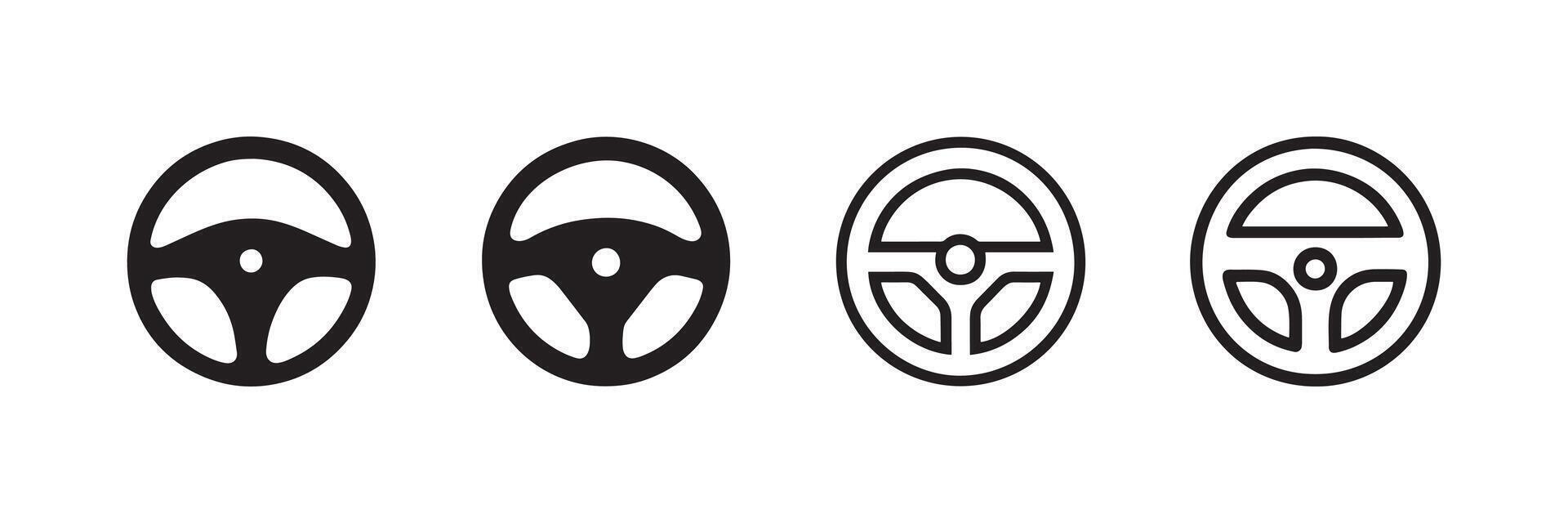 Steering Wheel Icon Set Illustration vector