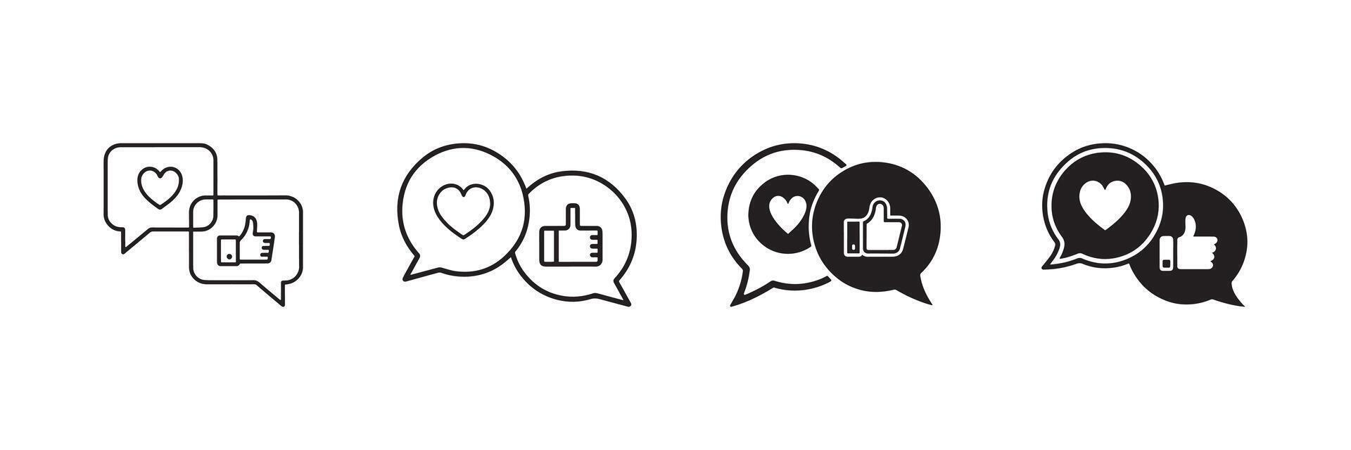 Social Media Like and Love Chat Bubble Icons for Engagement and Communication vector