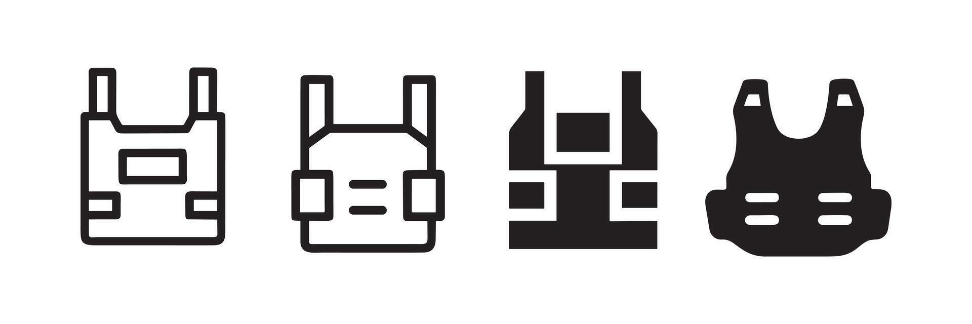 Minimalist Bulletproof Vest Icon Set for Security and Protection vector