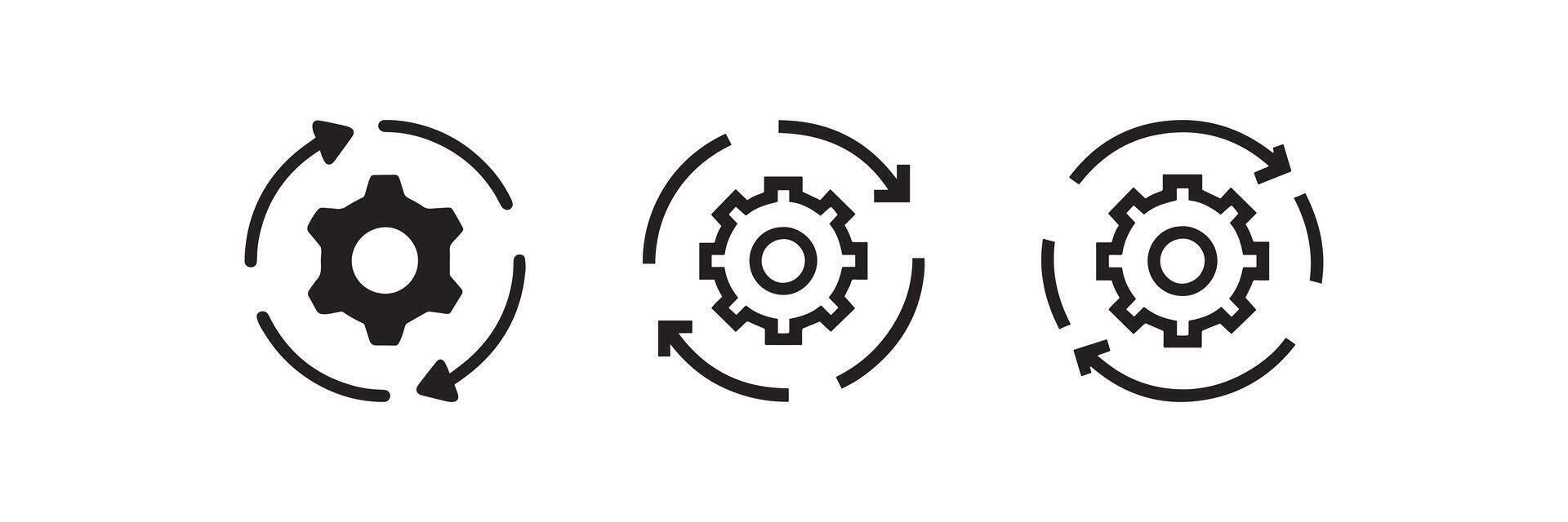 Gear Rotation Process Icon Set Illustration vector
