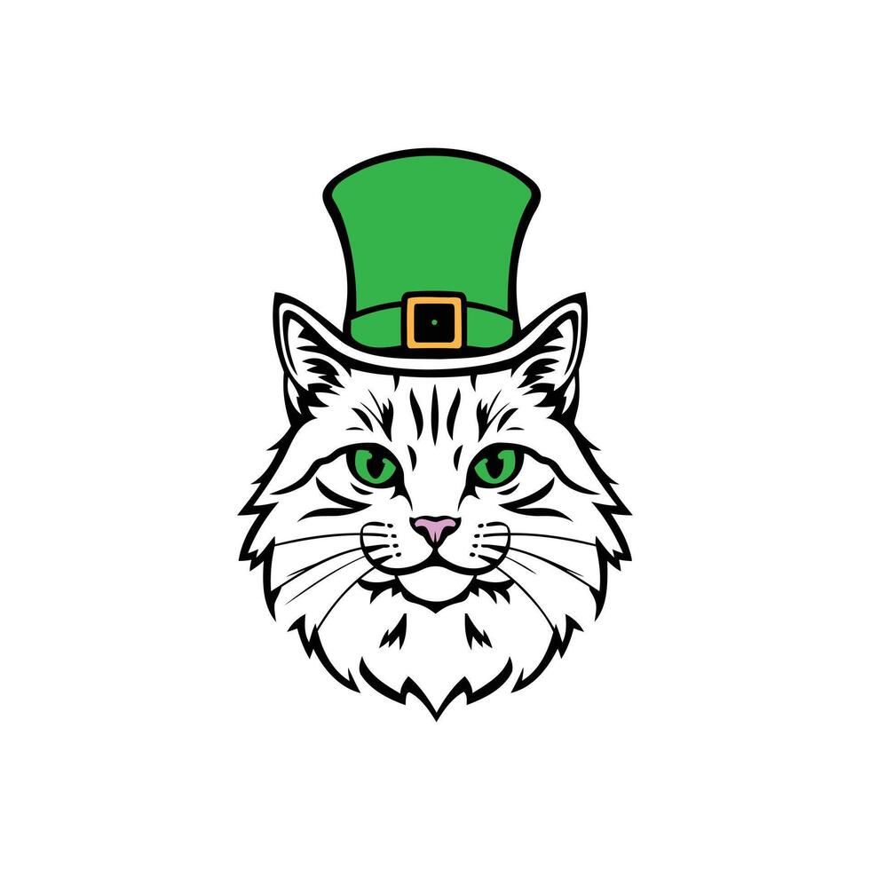 Cute Cat with a Leprechaun Hat for T-Shirt Design vector