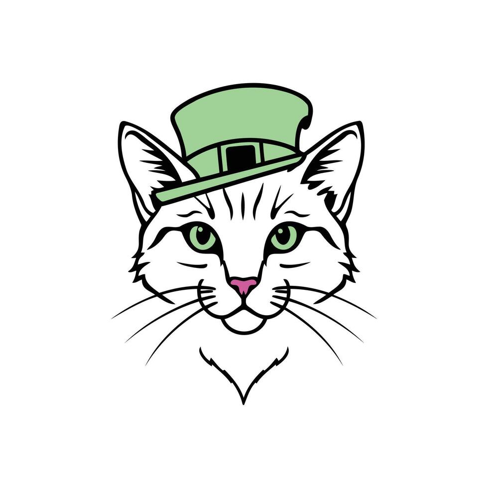 Funny Cat in a Leprechaun Hat Cartoon for Social Media vector