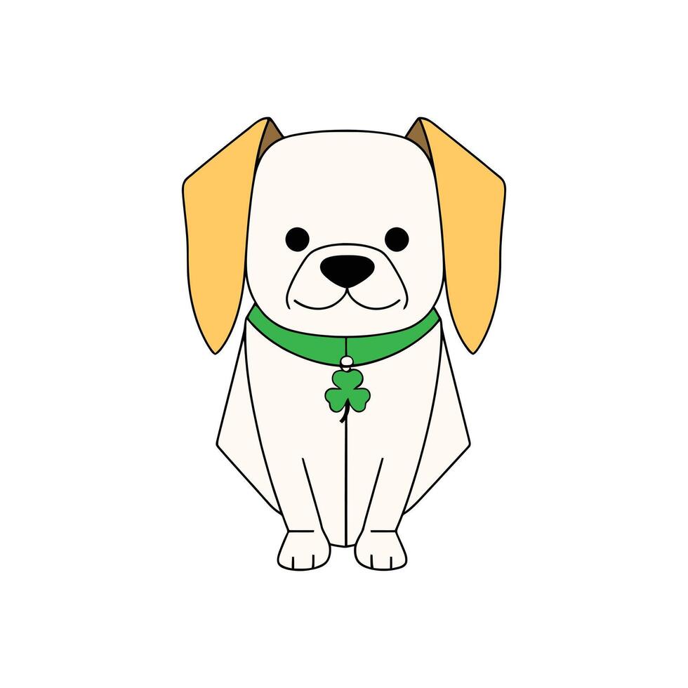 Cute Cartoon Dog with Clover Collar for St. Patrick's Day vector