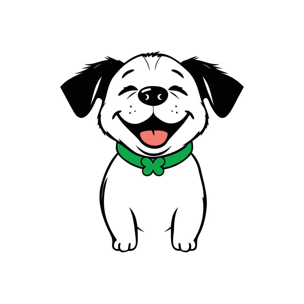 Happy Dog with Shamrock Charm for Greeting Cards vector