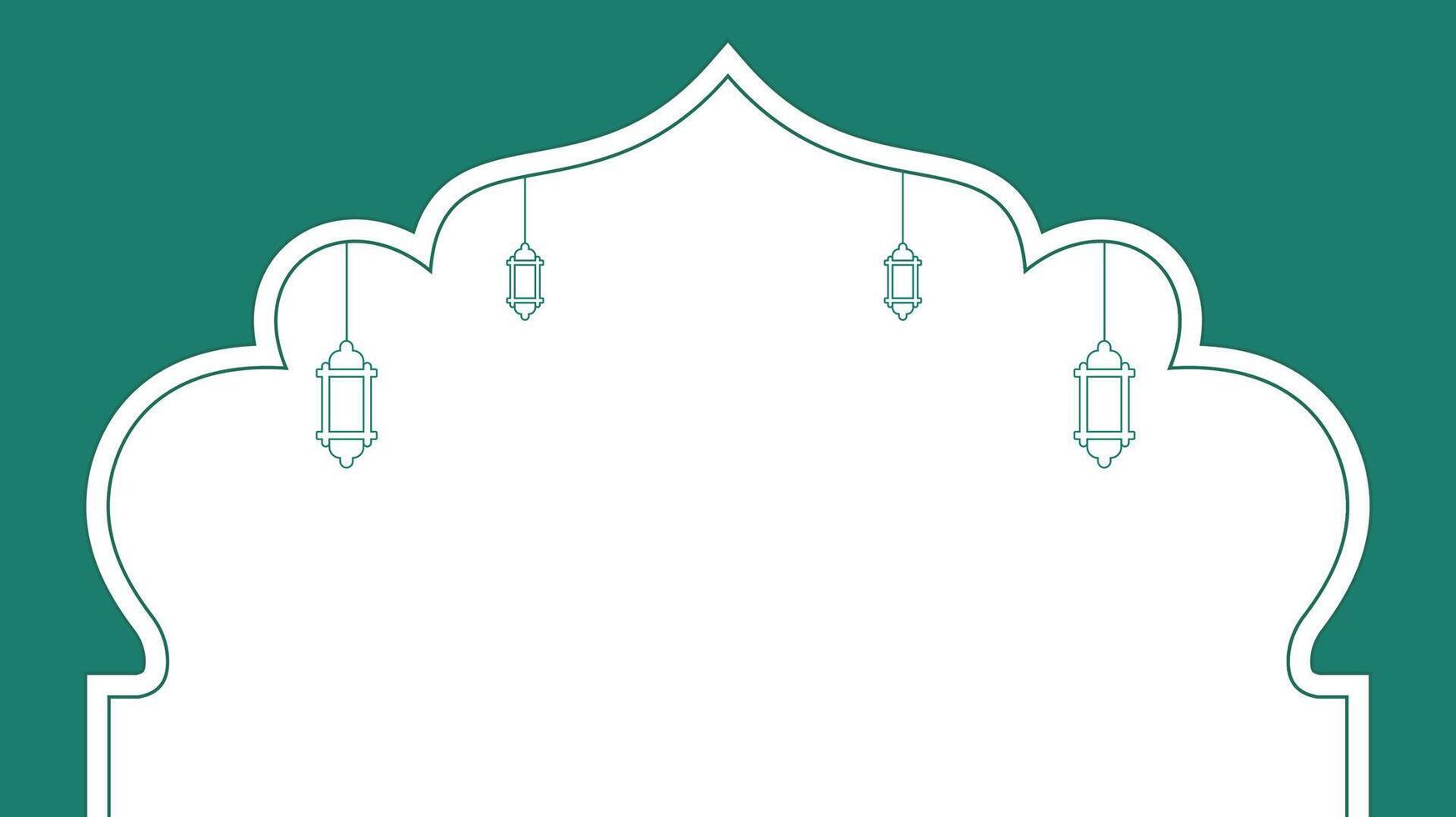 Green Arabic Frame with Traditional Lanterns vector