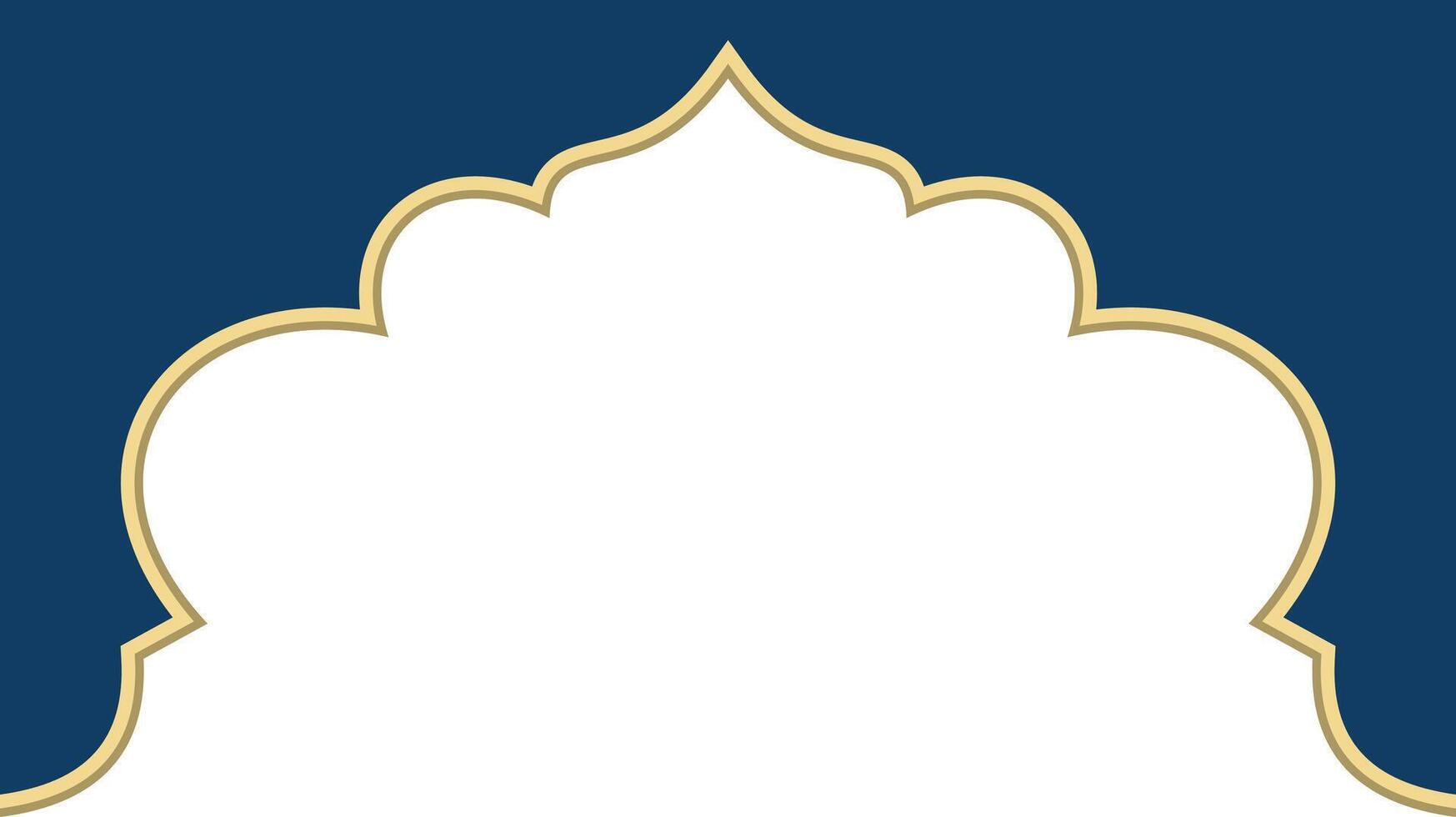 Islamic Art Frame with Golden Border and Dark Blue Background vector