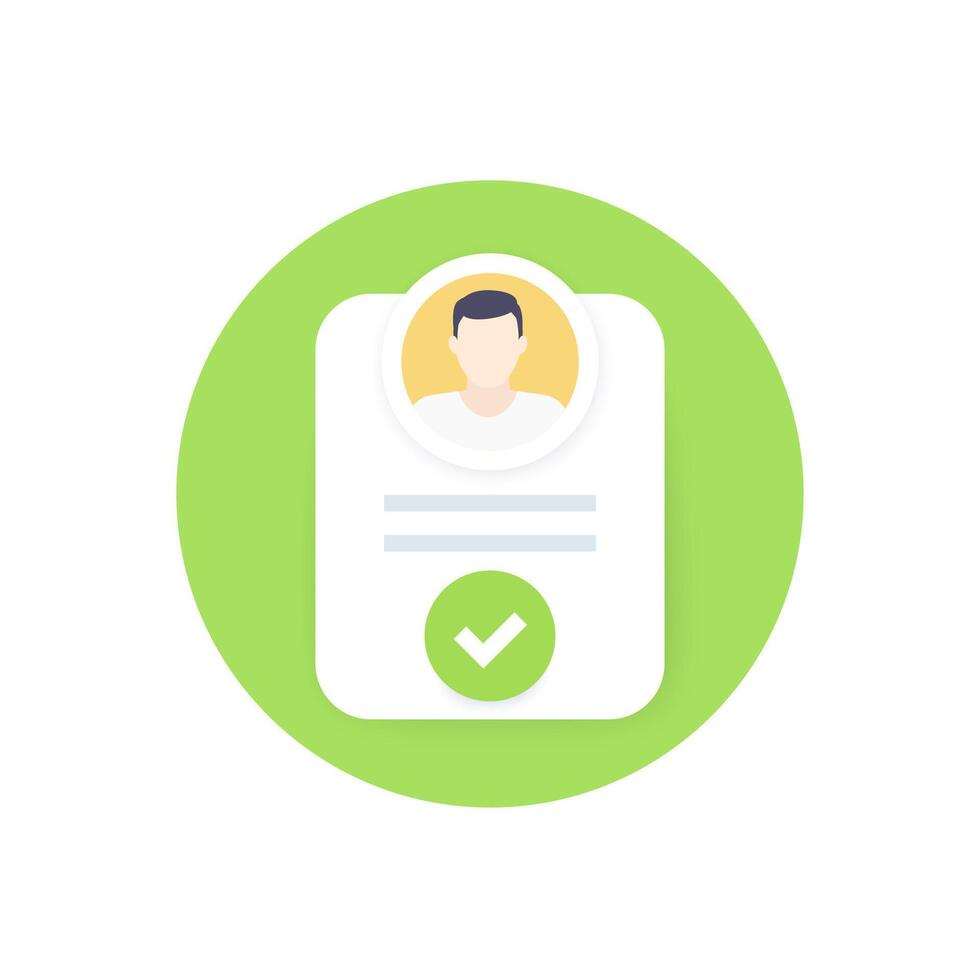 Account verified icon with user and check mark, vector