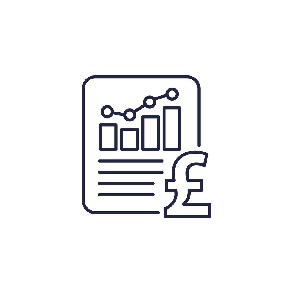 Financial statement line icon with a pound vector
