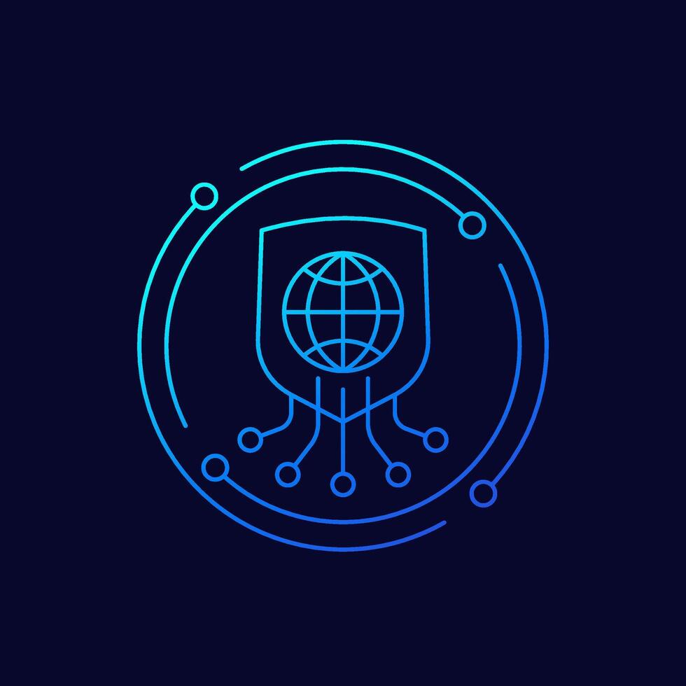 secure network icon, online security linear design vector