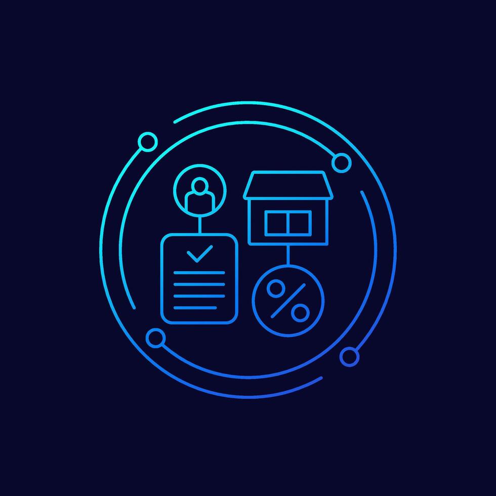 mortgage application, house loan icon, linear design vector