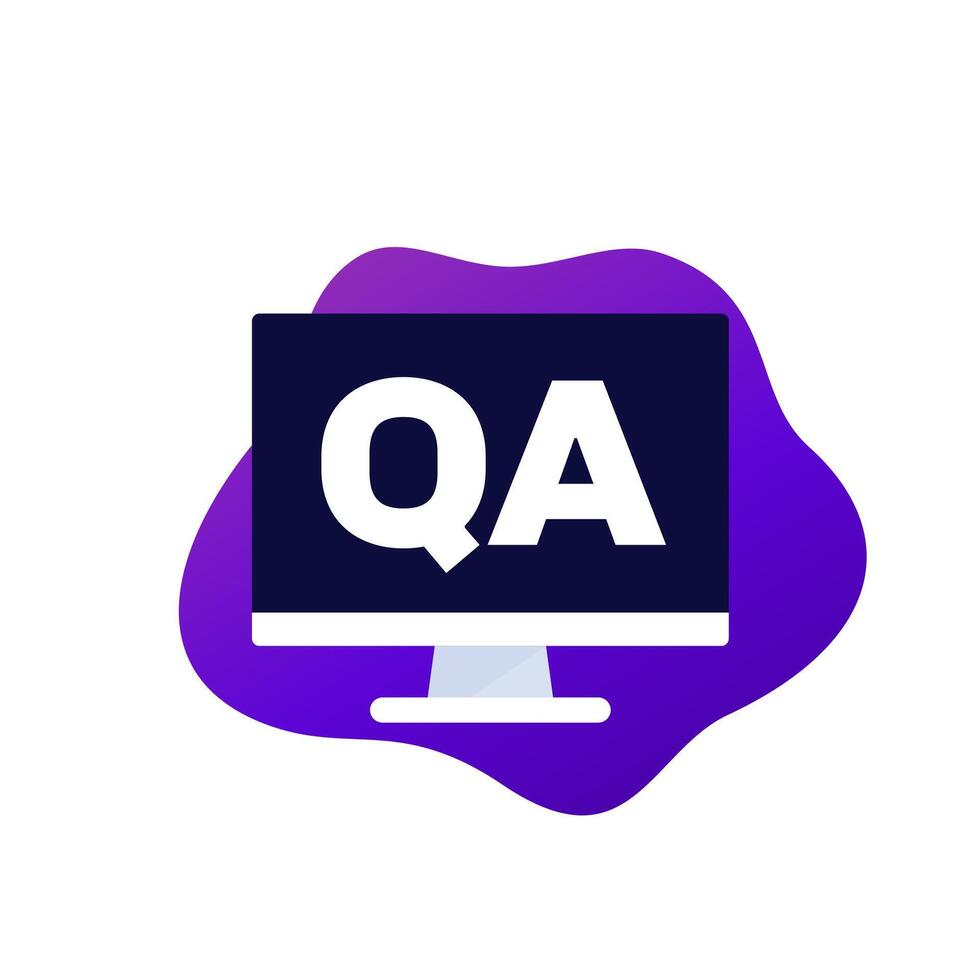 QA icon, Quality Assurance design with a pc vector