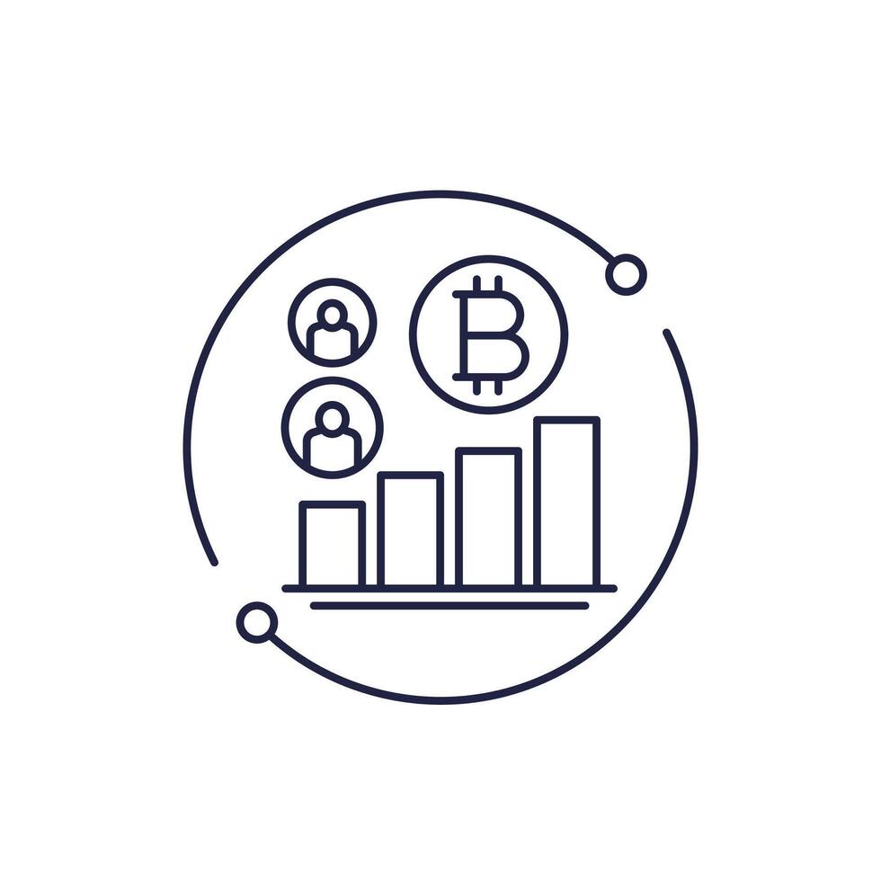 bitcoin adoption, users line icon with a graph vector