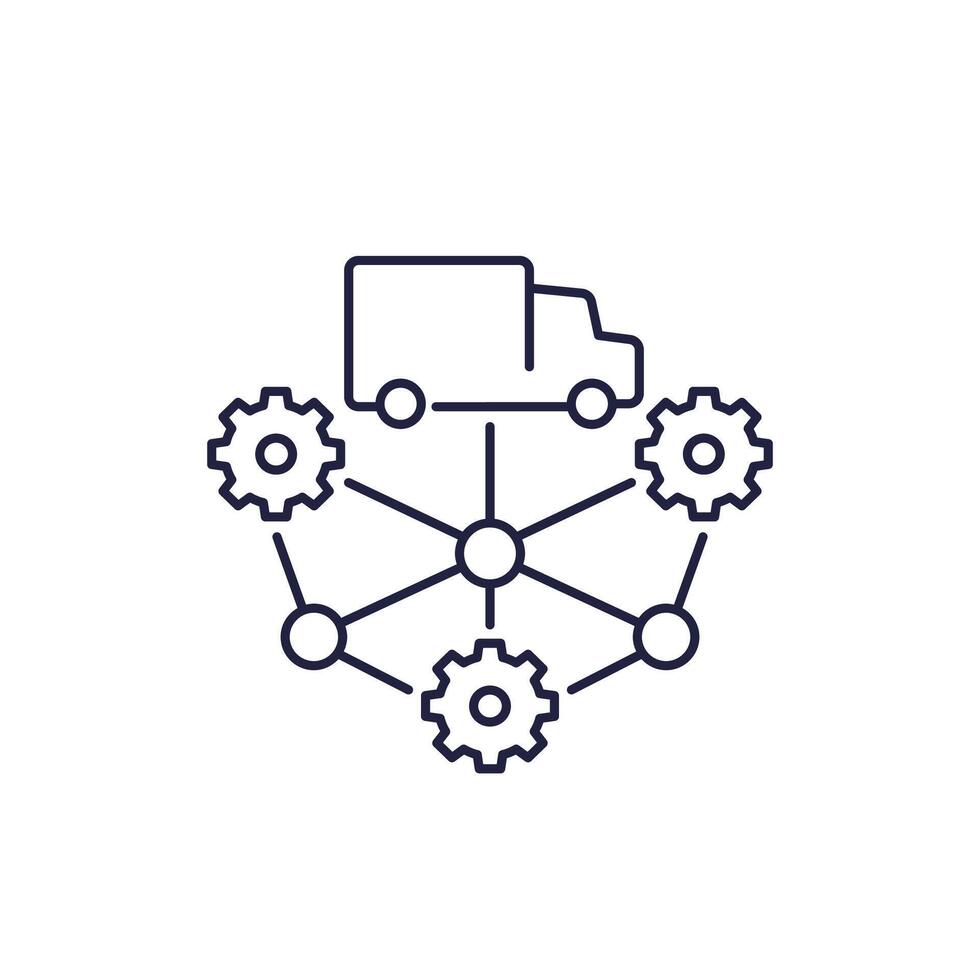 SCM icon, Supply chain management line vector