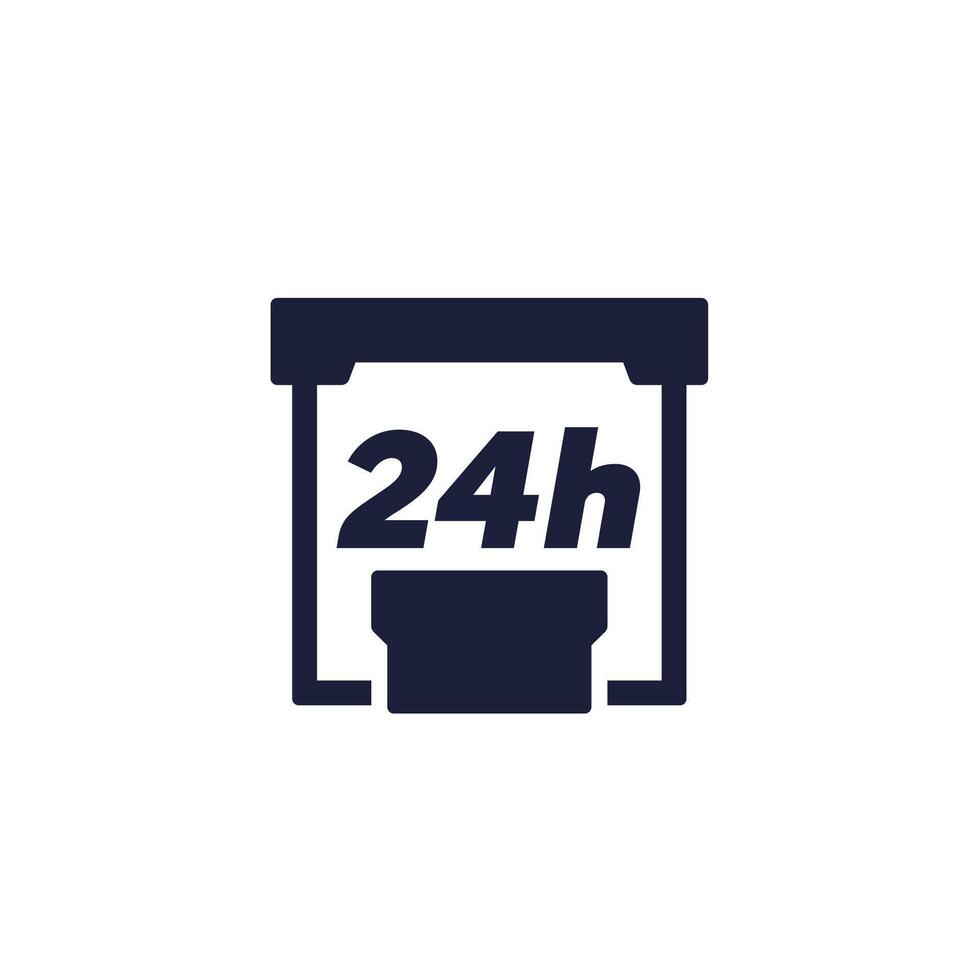 24h booth icon, exhibition stand on white vector