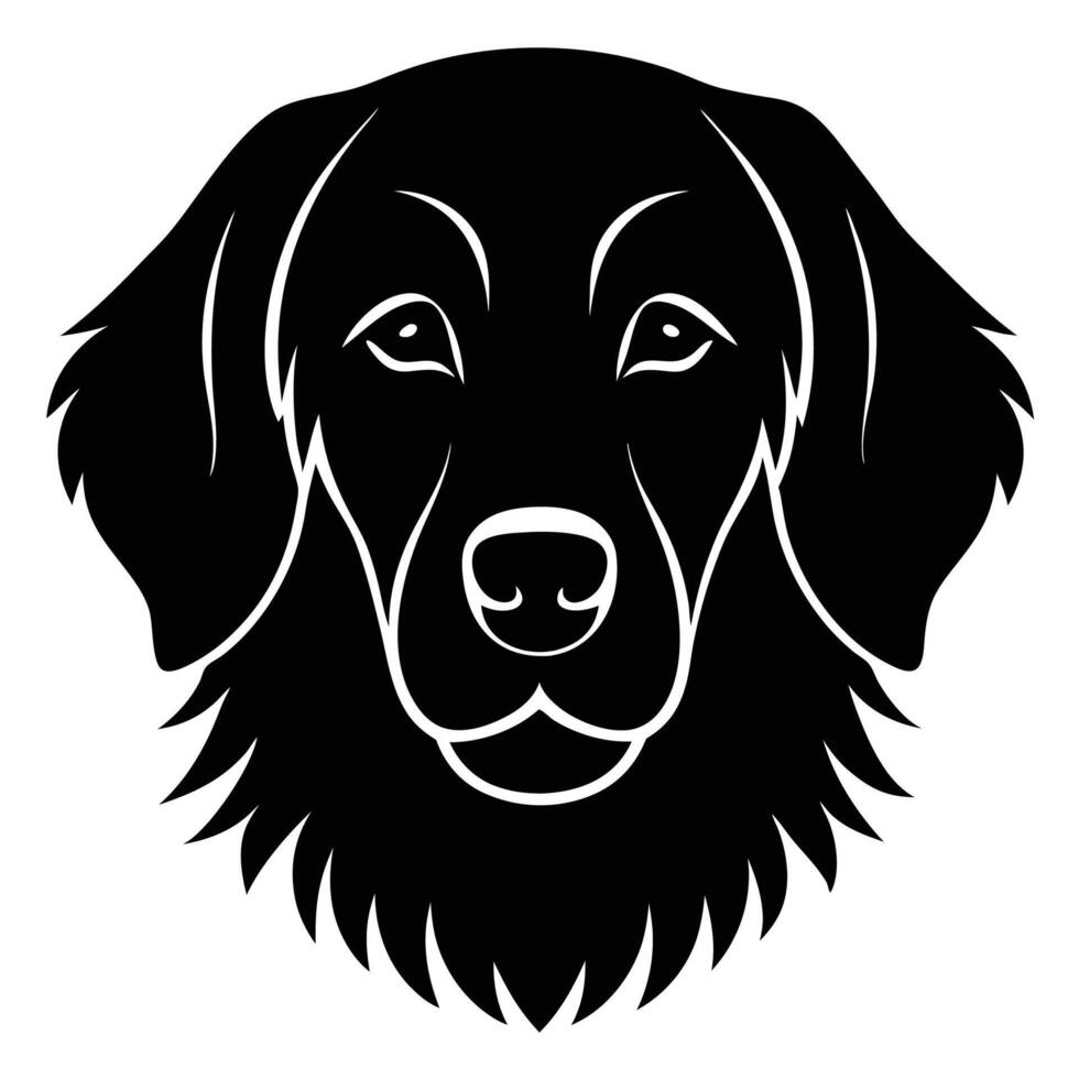 Black Graphic Art golden retriever dog face silhouette icon for pet lovers and artistic graphics vector
