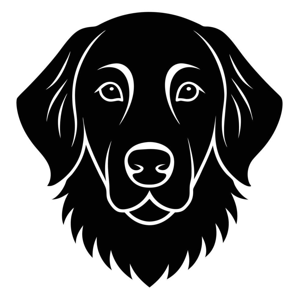 Monochrome golden retriever dog face silhouette Graphic Art icon with stylish black design vector