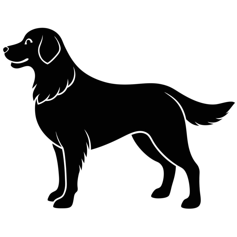Golden Retriever dog silhouette Graphic Art black and white design perfect for pet logos and digital artwork vector