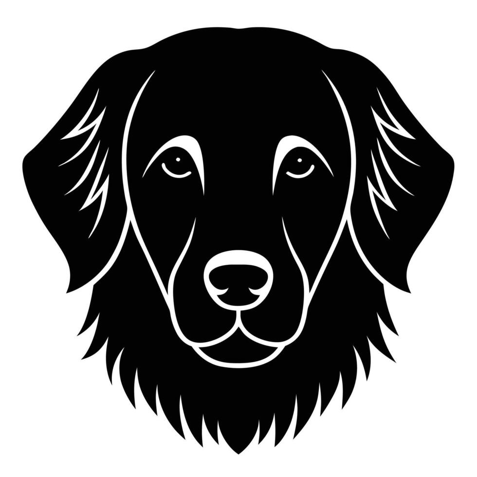 Black Graphic Art silhouette icon of golden retriever dog face in stylish outline graphic design vector