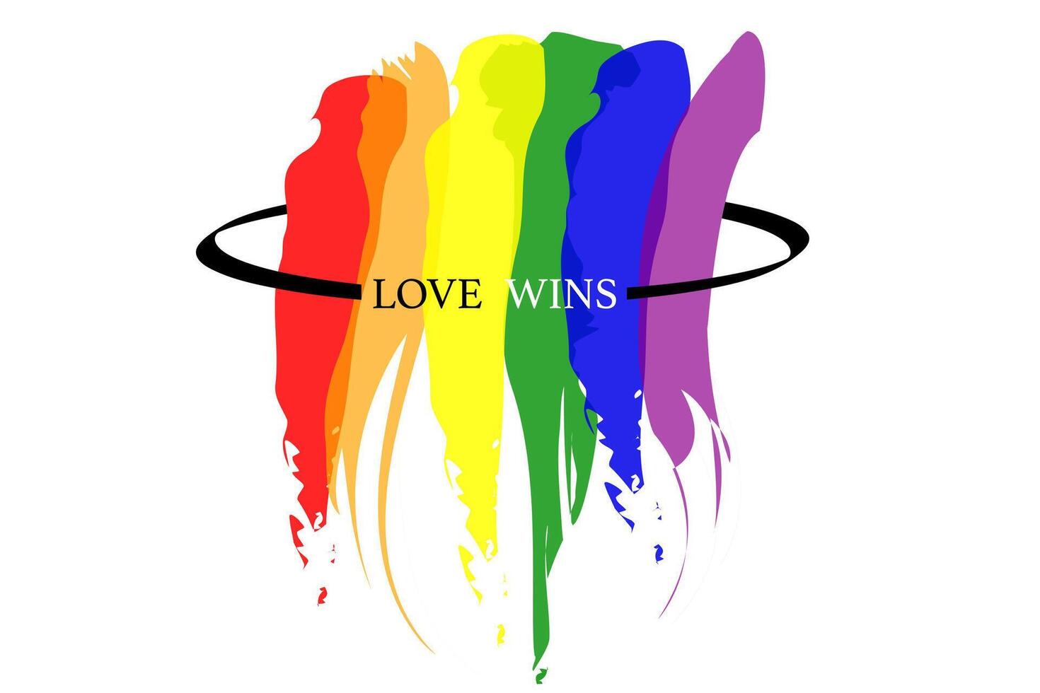 Love Wins watercolor poster design for celebration of LGBTI rights and parades with rainbow colors. Hand drawn colorful lgbt logo brush strokes. isolated on white background vector