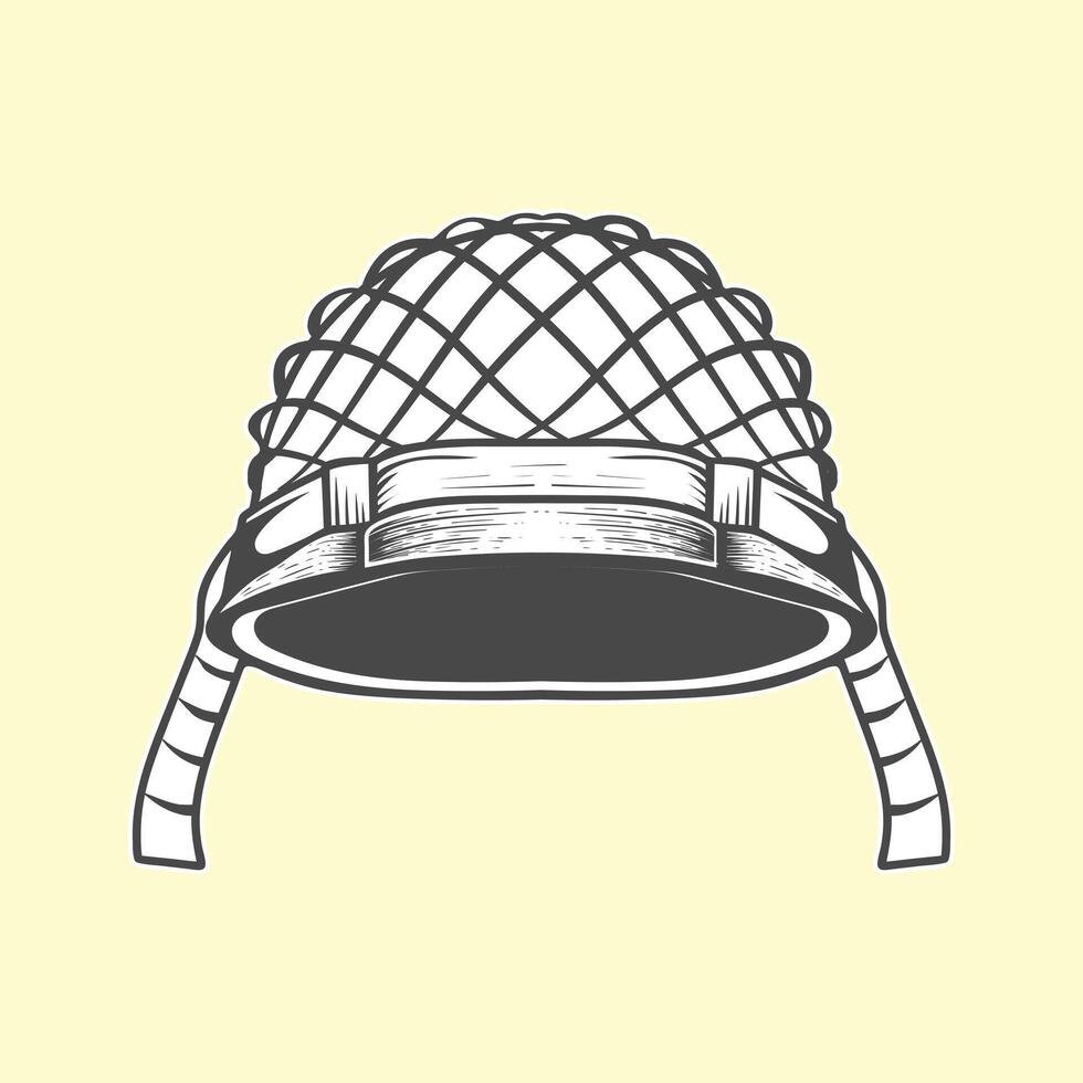 army helmet vintage front view design vector
