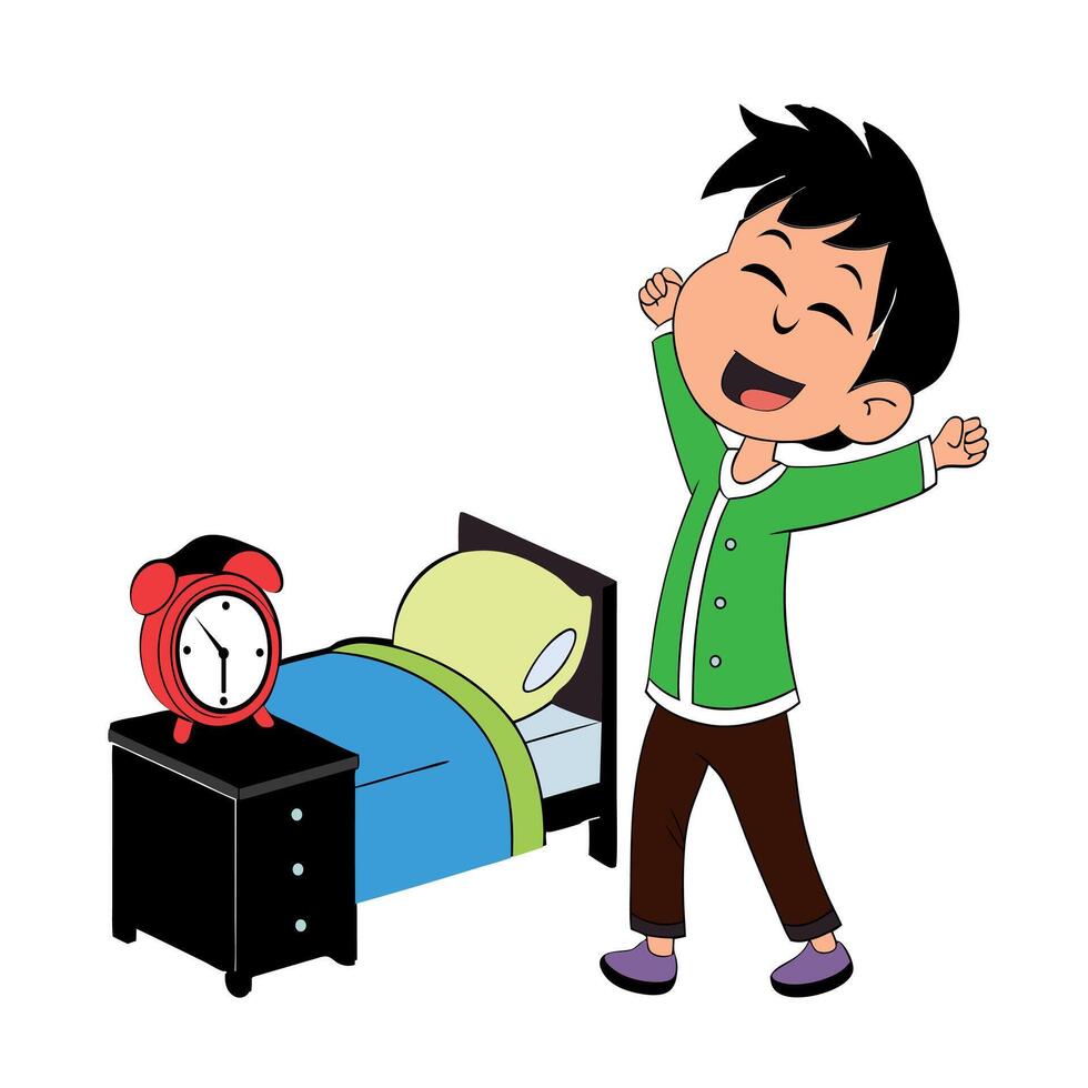 Little boy wake up vector