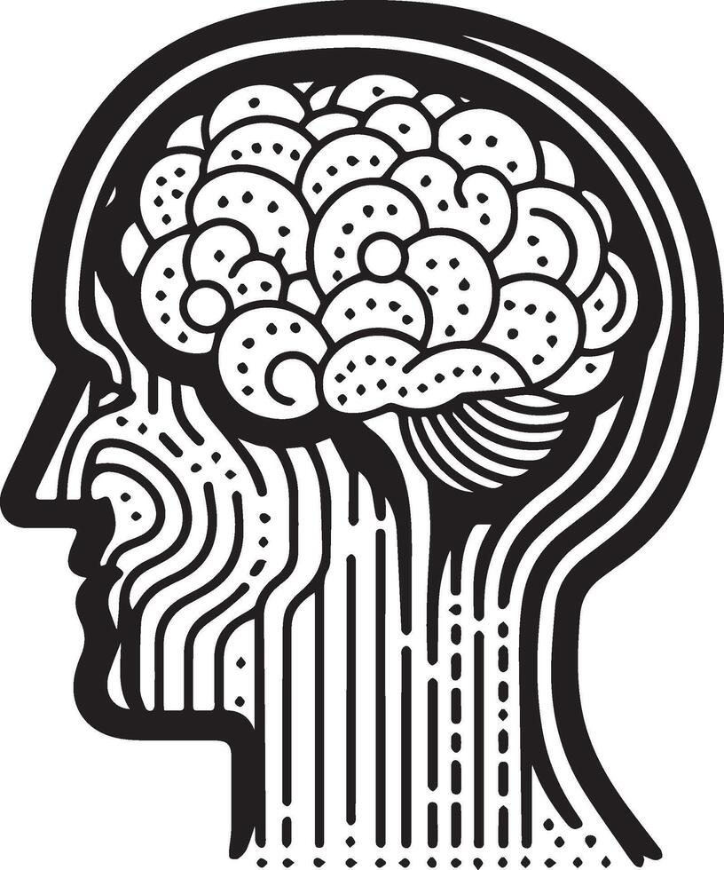 line drawing of a human head. vector