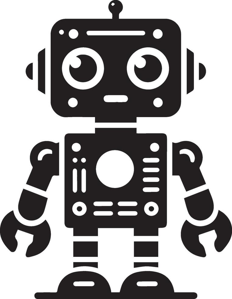 robot in a solid black silhouette vector