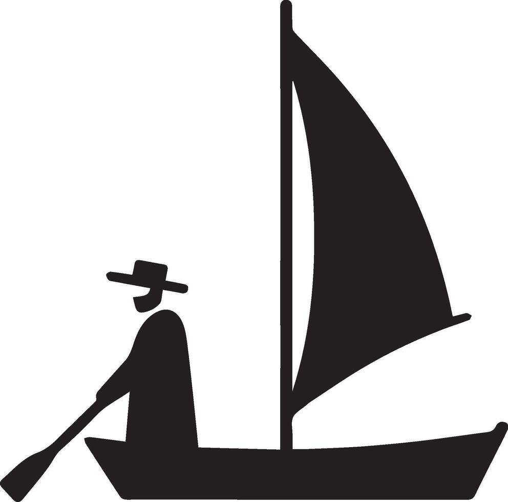 illustration of a man in a small boat. for t shirt design vector