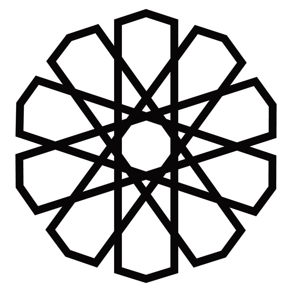 Islamic ornament pattern shape graphic design. Decorative outlined Islamic geometric ornamental line shape pattern illustration. vector