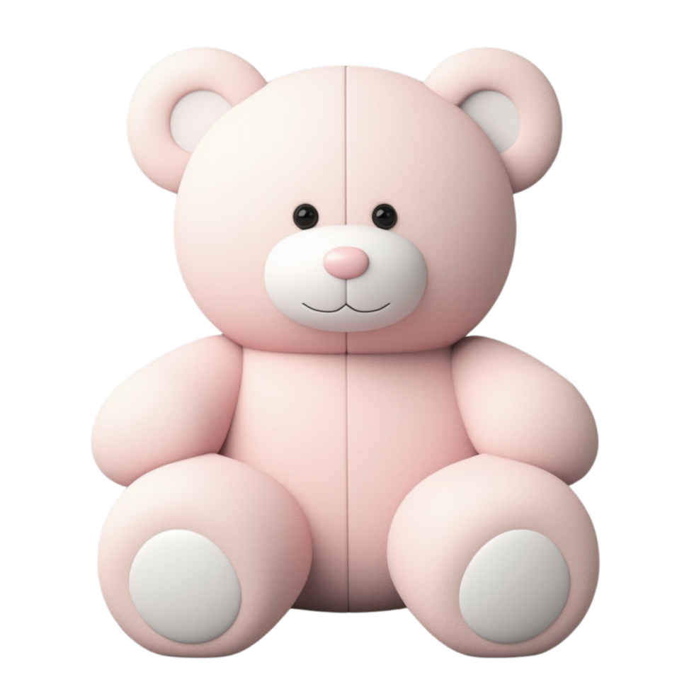 Cute pink teddy bear soft plush texture and black button eyes. png