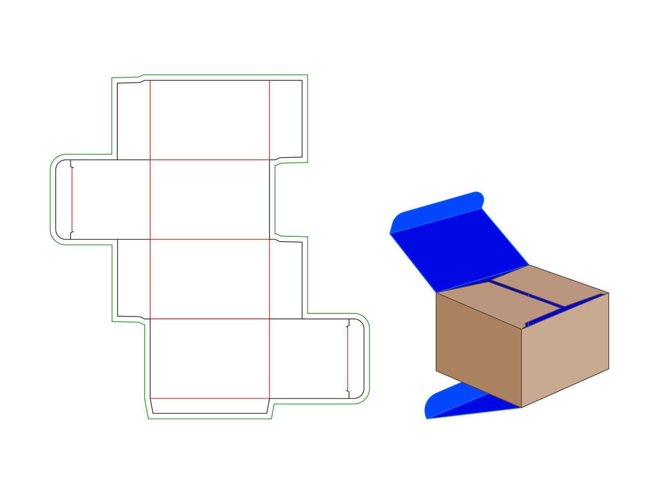 Reverse Tuck end custom 4x4x6 inch box Dieline Template vector
