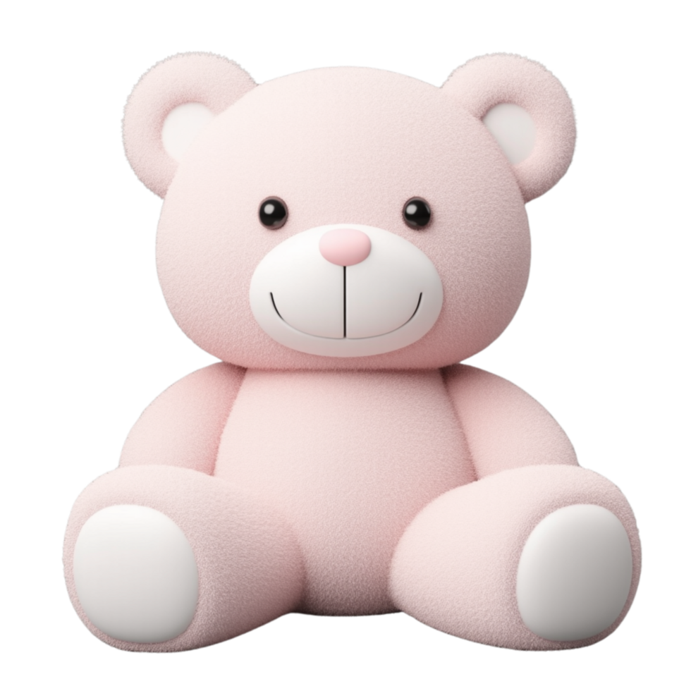 Cute pink teddy bear soft plush texture. png