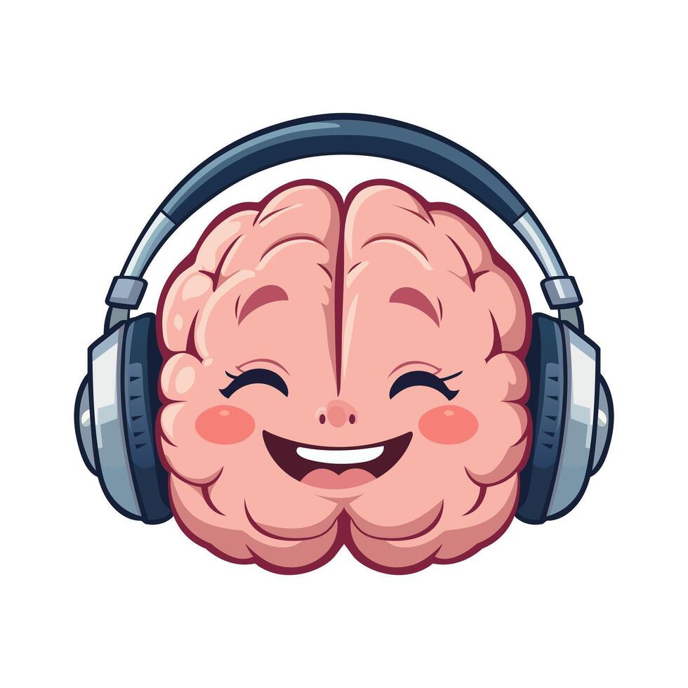 Happy Brain Listening to Music Design vector