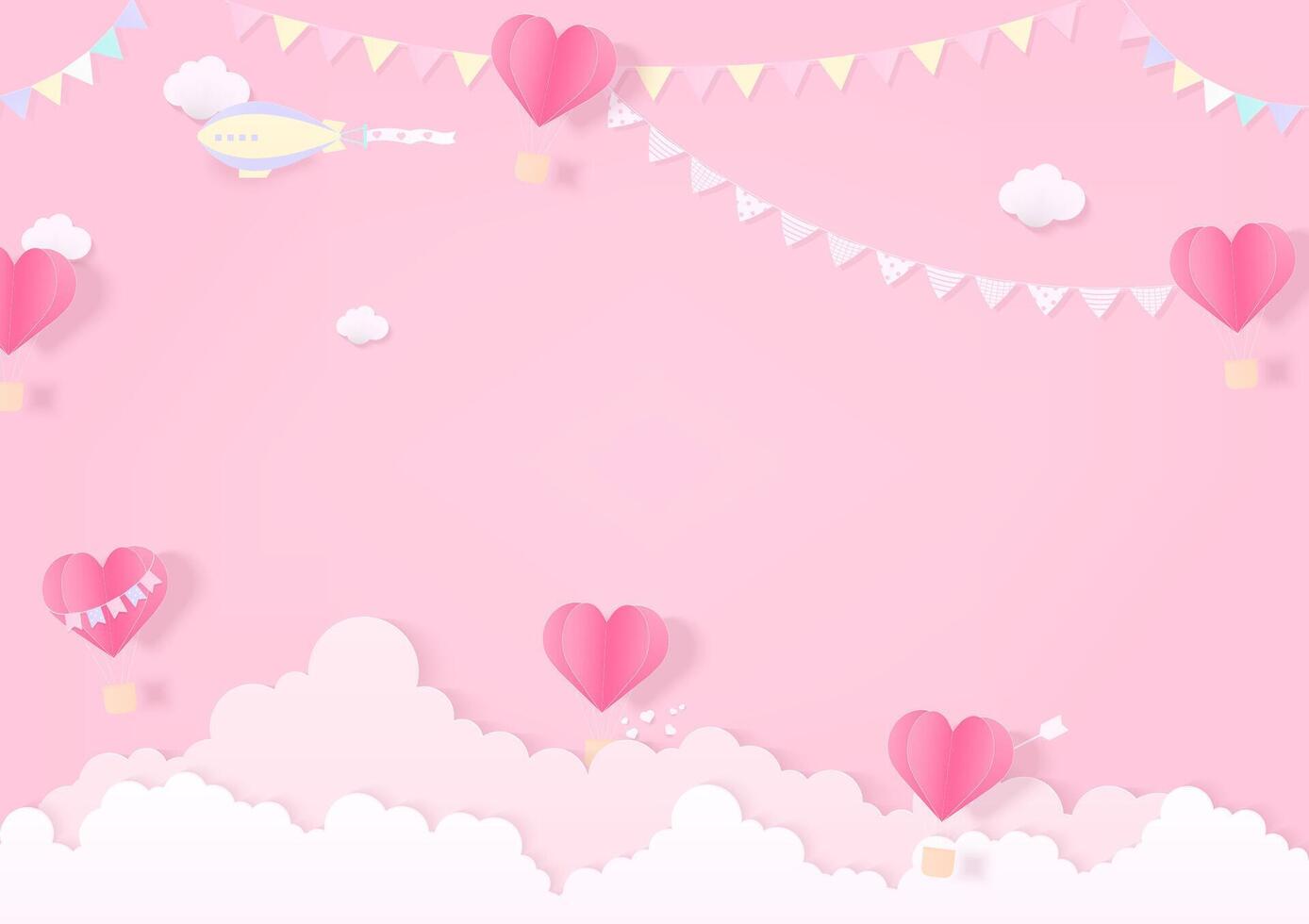 Heart balloon and pastel flag background vector