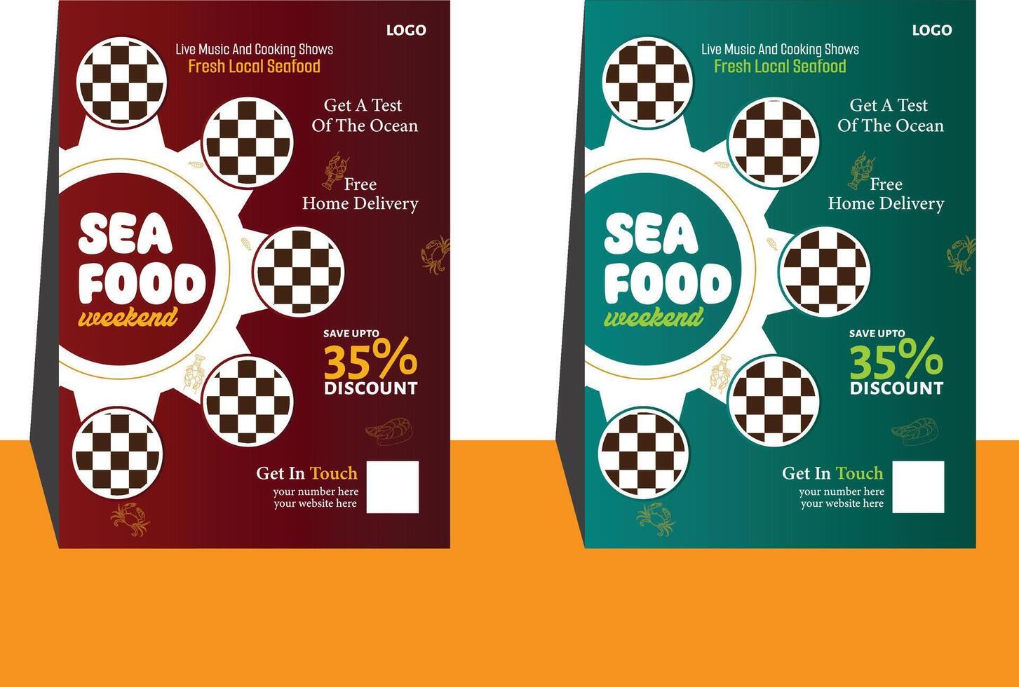 sea food flyer design template vector