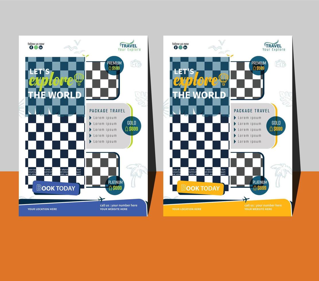a4 travel flyer design template vector