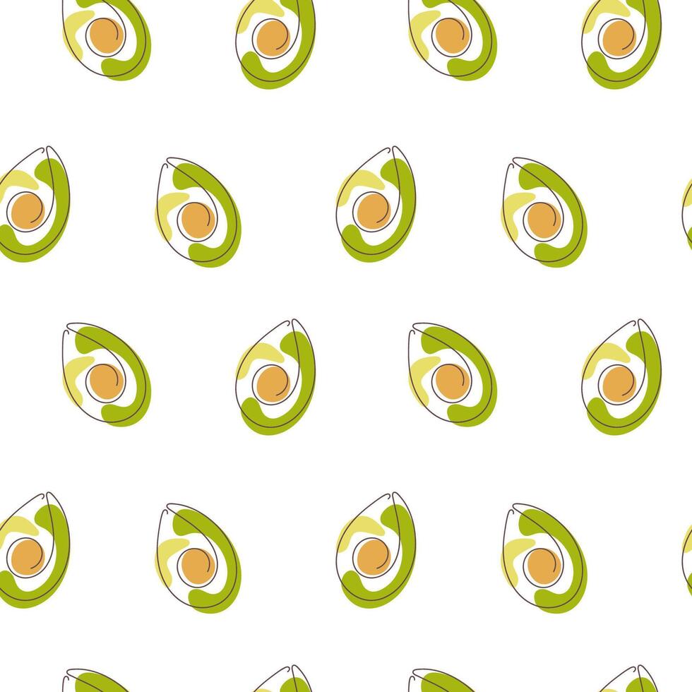 Avocado seamless pattern in one continuous line drawing style. Summer fruit seamless pattern perfect for clothing, textile, background, wallpaper, wrapping paper and so on vector