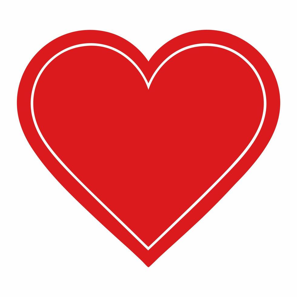 Red heart, love, romance. Orvalentine's day red heart. Simple cute greeting card. Artistic red heart lovesymbols.Illustrations on a white background. vector