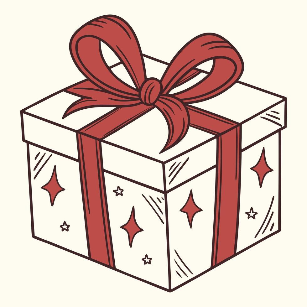 Gift boxes isolated on white. White gift box with red ribbon and bow. Concept for celebrating Birthday, New Year, Valentine's Day. vector