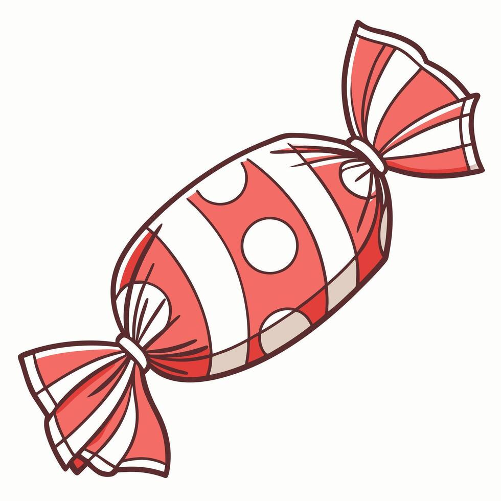 Sweet candy.The color of the candy is red and white Cartoon style. On a white background vector