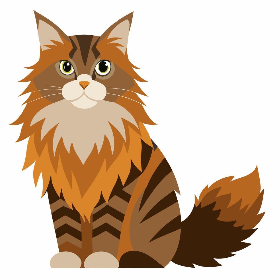 Cartoon brown cat isolated on white background. Suitable for educational poster, logo, children's books and encyclopedias. Side view vector