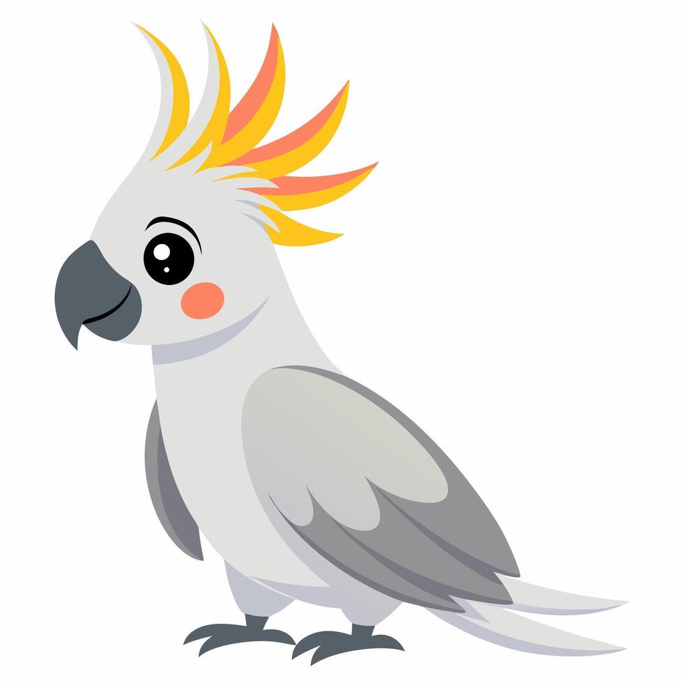 Cute cartoon parrot cockatoo isolated on white background. Suitable for educational poster, logo, children's books and encyclopedias. Children's picture. vector