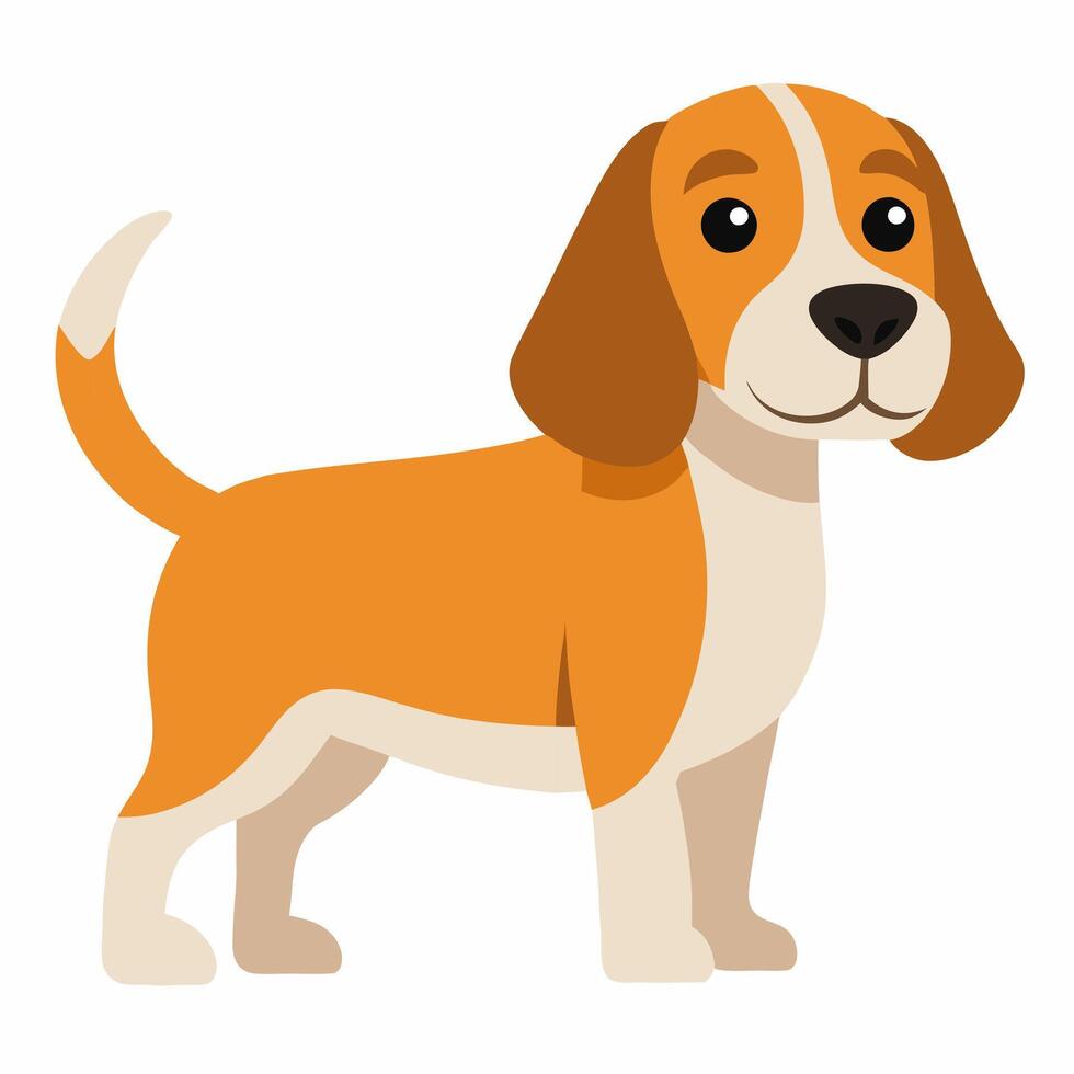 Cut Brown dog .Suitable for education poster infographic guide catalog, logo, children's books flat style. Side view. vector