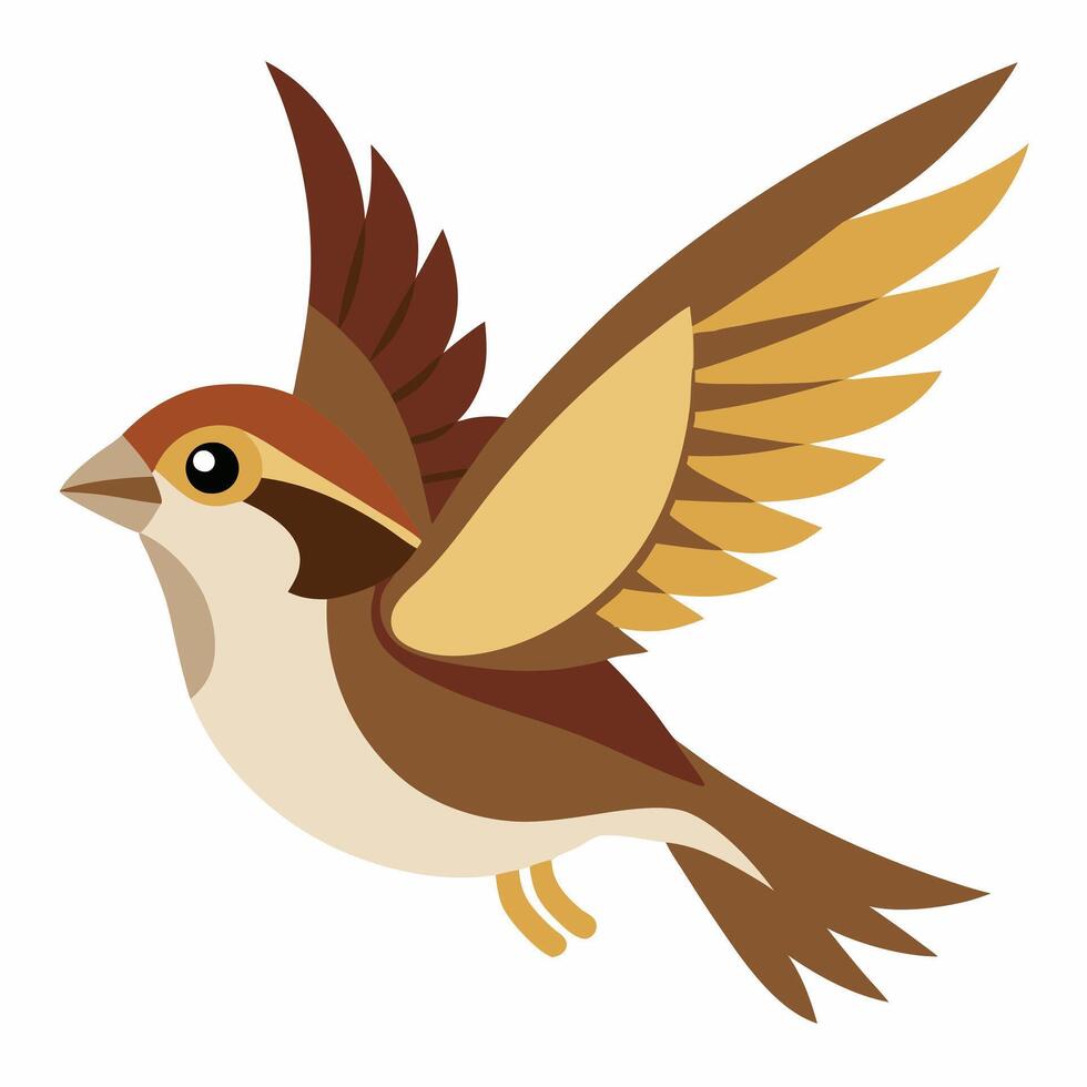 Cartoon sparrow flying bird. Suitable for educational posters, logos, children's books and encyclopedias. Children's picture. vector