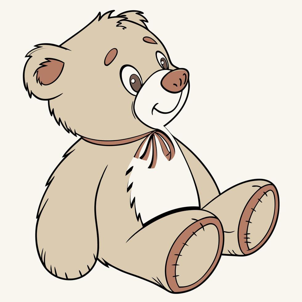Teddy bear with. Plush toy picture. Romantic gift. Birthday present. Valentines day decoration. Bear for logo, design and greeting card. Suitable for poster, logo, children's books. vector