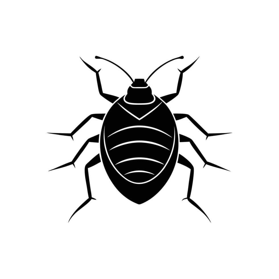 Black and white bedbug silhouette design vector