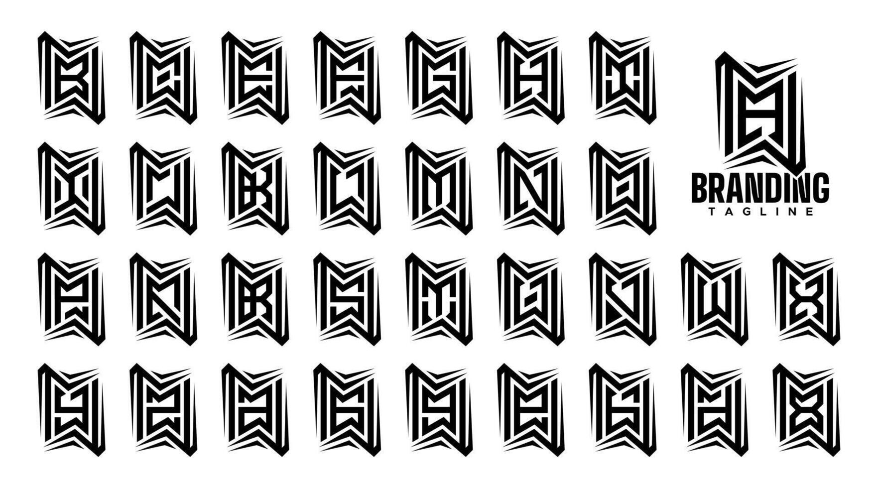 Sharp line abstract letter A-Z logo bundle vector